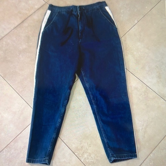 Blue Jogger Pants with White Stripes - Picture 1 of 3